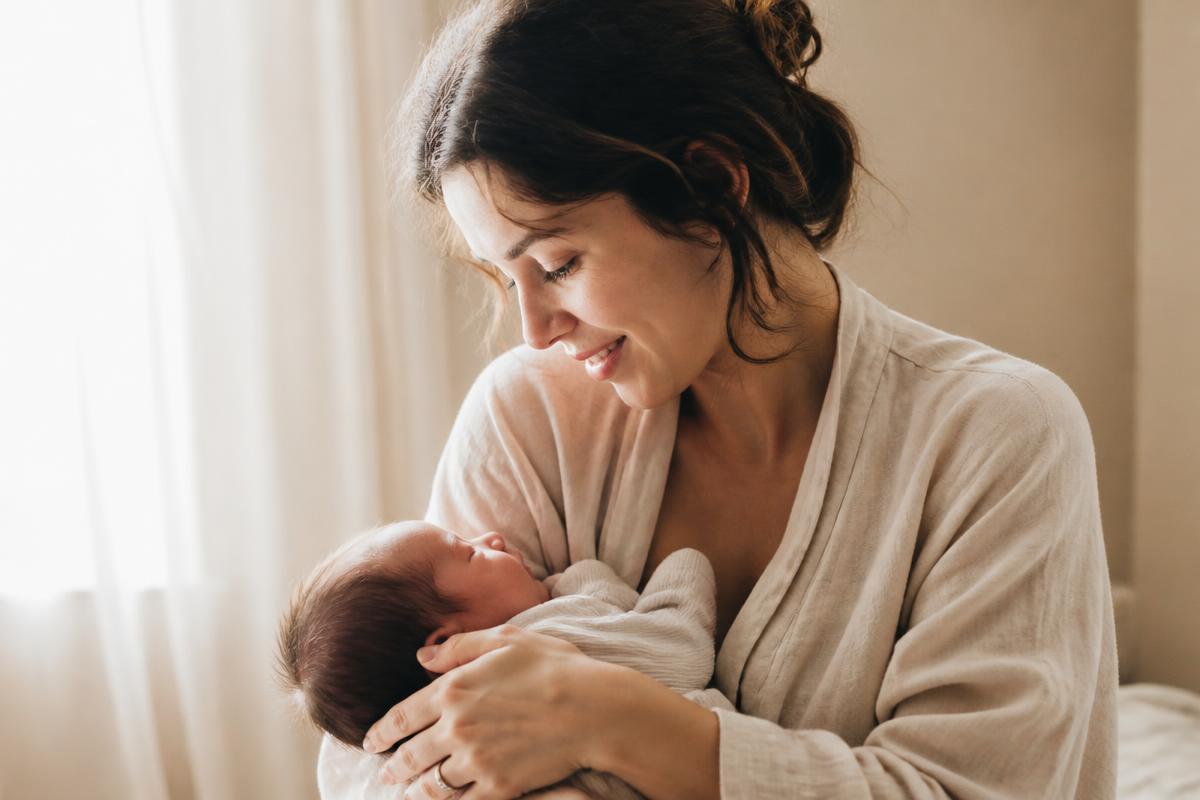 Mother holding her newborn